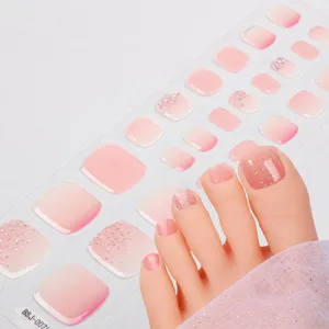 Strisce per Unghie dei Piedi in Gel UV Semi-Indurito Adesivi Glitterati Sfumati Con Lima Bastoncino di Legno per Pedicure Nail Art
