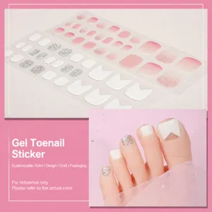 Adesivi per unghie dei piedi in gel UV da donna, strisce per pedicure in gel semirigide.