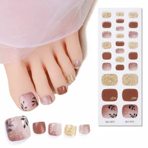 Strisce per unghie dei piedi in gel UV semi-polimerizzato sfumatura marrone foglia