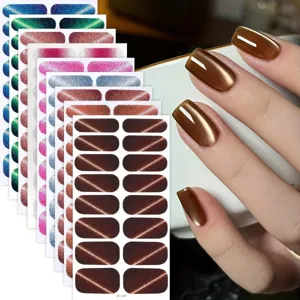 Adesivi per Pellicola per Smalto per Unghie Occhio di Gatto Diagonale Flash Transfrontaliero Involucri per Nail Art Sfumati Decalcomanie per Manicure