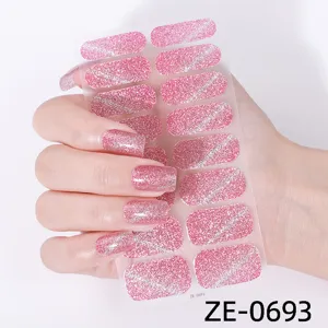 Adesivi per unghie glitterati rosa occhi di gatto 16pz strisce di manicure brillanti