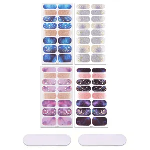 Set di adesivi per unghie cielo stellato glitter oro luna adesivi per manicure