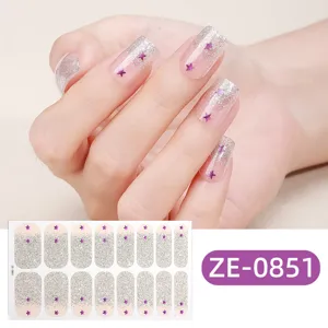 3D Glitter Stella Adesivi per Unghie Argento Sfumato Brillante per Donne e Ragazze