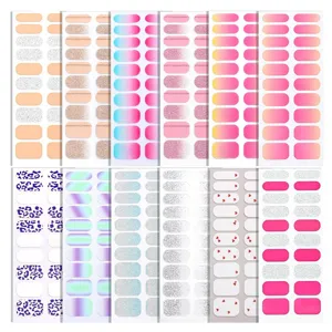 Gradient Glitter Nail Polish Wraps European American Simple Adhesive Nail Art Stickers Manicure Decals
