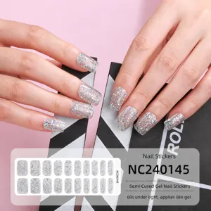 Stickers per unghie in gel UV semi-polimerizzati Wrap glitterati per manicure fai da te