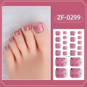 Gradient pink polka dot toenail stickers full wrap waterproof foot nail art patches detail view