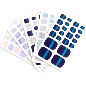 Gradient glitter toenail wraps waterproof full coverage toe nail art stickers for girls