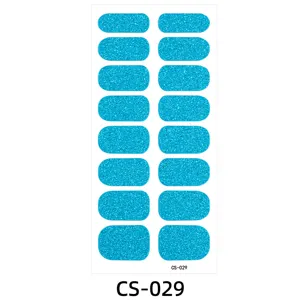Blue glitter nail wraps sticker sheet self-adhesive manicure strips art decors supply.