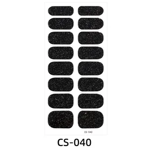 Black glitter nail wraps gel nail stickers sparkling manicure strips for women art design
