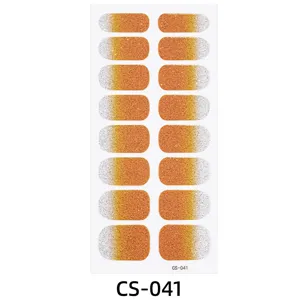 Foglio adesivi per unghie con glitter sfumati arancione argento set manicure art