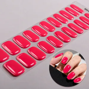 UV-vrije gel nagelwraps effen roze glanzend eenvoudig aan te brengen 1 stuk pakket