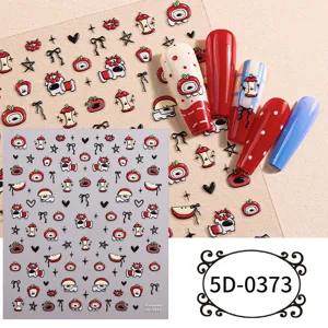 adesivi per unghie goffrati 5d simpatico cane di mela design diy nail art adesivo
