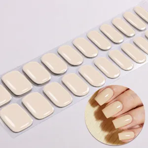 Nude gel nagelwraps UV-vrije zelfklevende manicure strips eenvoudige effen kleur nail art