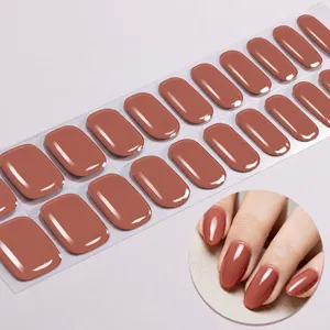 UV-vrije gel nagelwraps effen kleur glanzende afwerking eenvoudige manicure strips voor dames dagelijks