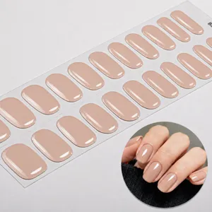 UV-vrije gel nagelwraps effen nude kleur eenvoudig DIY glanzende nagelstickers