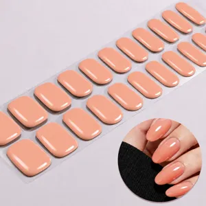 Nude roze gel nagelwraps UV vrij glanzend effen kleur manicure strips voor thuisgebruik