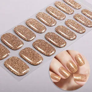 Strisce per unghie in gel semi-polimerizzato glitter bronzo UV adesivi manicure lucidi eleganti