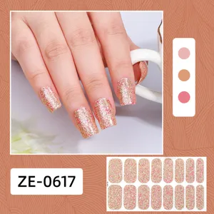 Glitter nail wraps solid color nail stickers for women girls DIY manicure art decorations design