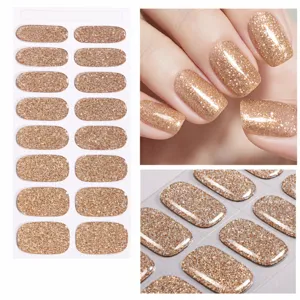 Strisce di Smalto per Unghie in Gel Semitemperate Glitter UV Polimerizzazione Avvolgere Unghie Copertura Completa Adesivi per Nail Art per Donna