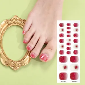 Semi-cured gel toenail strips 3D phototherapy red gradient toenail wraps main display