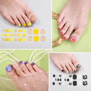 Cross-border semi-cured gel toe nail stickers 3D phototherapy nail art wraps for women