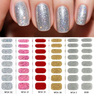 Strisce per unghie in gel semi-polimerizzato glitter scintille adesivi per manicure