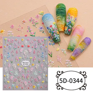 5d embossed floral nail art stickers diy fresh summer flower decals for manicure design details