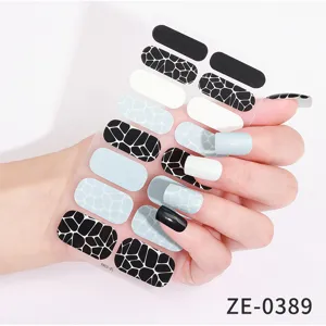 Nail wrap stickers black and white geometric press on nails manicure supplies art accessories