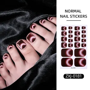 Waterproof cat eye toe nail stickers with sparkling glitter powder, beautiful and easy to use.