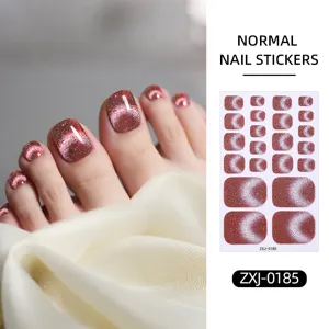 Cat eye glitter toe nail stickers waterproof removable summer beach nail art accessories sheet