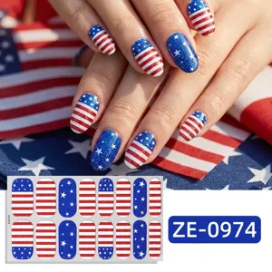 Adesivi per unghie giorno indipendenza USA stelle patriottiche strisce gel glitterate