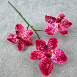 Künstliche 3-Kopf Vanda Orchidee Zweig Kunstblume für Heimhochzeit Dekoration Blumenkunst