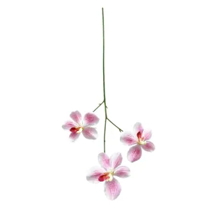 Künstliche 3-Kopf Vanda Orchidee Kunstblume für Heimhochzeit Dekoration Blumenarrangement.
