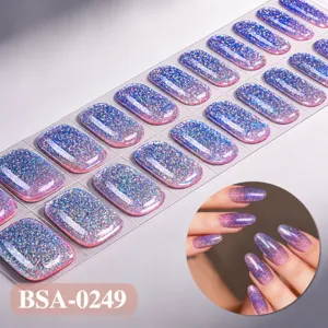 Smalto per unghie in gel glitterato con sfumatura senza UV, adesivi facili per manicure.