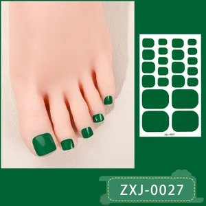Green solid color toenail stickers waterproof DIY pedicure sticker for women feet decoration