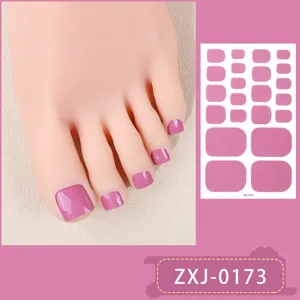 Solid color simple toe nail stickers, waterproof false toenails for women and girls daily wear.