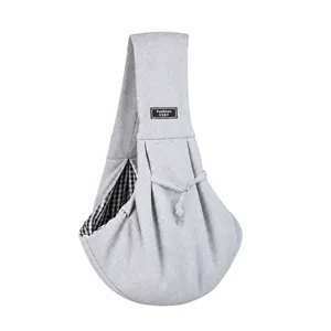 Sac de transport gris pour animal de compagnie bandoulière respirant pour chats et petits chiens