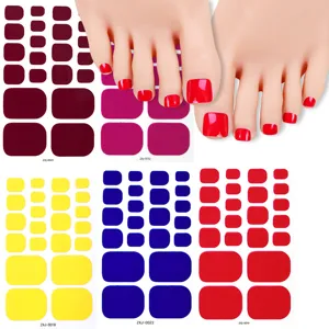 Waterproof Solid Color Toe Nail Stickers Press On Toenails Minimalist Summer Nail Art Decals For Women