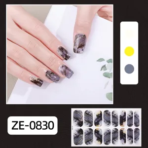 Marble gradient gel nail wraps 16 tips DIY adhesive nail art stickers for women and girls