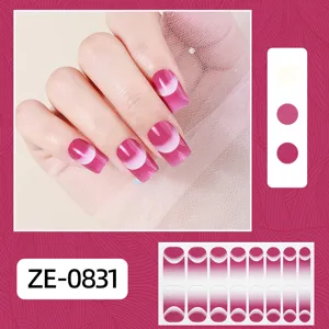 Gradient pink french nail wraps DIY adhesive manicure stickers detail display style