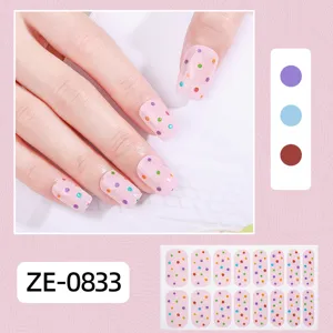 Colorful polka dot nail wraps pink gradient manicure stickers diy full cover nail art