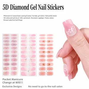 Set di smalto per unghie in gel con strass 3D, 22 punte design conchiglia francese unghie.