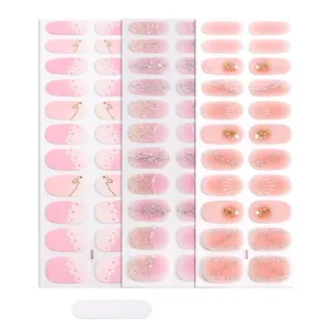 22 punte strisce smalto per unghie gel glitter rosa francese press on unghie adesivi 3d conchiglia