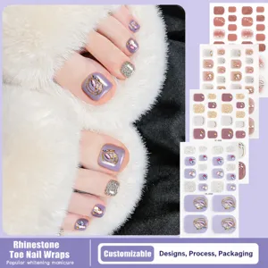 Pegatinas de uñas de los pies 3D de concha de verano, envoltorios de arte de pies.