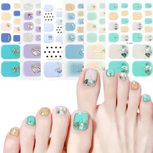 Pegatinas de uñas de los pies con concha 3D diamantes de imitación verano impermeables