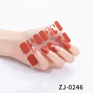 Adesivi per unghie astratti marrone rosso, adesivi per unghie adesivi a copertura completa facili.