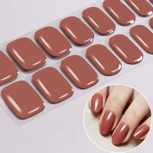UV-vrije gel nagelstrips effen bruin nepnagels manicure set hoofdweergave afbeelding