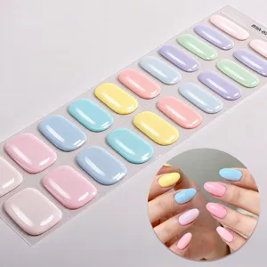 UV-vrije gel nagelwraps pastel effen kleur nagelstickers manicure gemakkelijk thuis te gebruiken