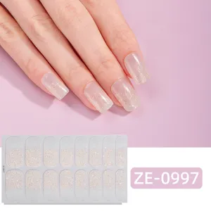 Envolturas de esmalte de uñas con brillo degradado, pegatinas de uñas arcoíris brillantes.