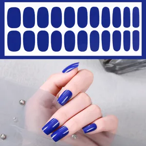Pegatinas de uñas azules sólidas 22 piezas tiras de esmalte adhesivas para una hermosa manicura